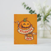 Pompoenen en oud lintje voor Halloween Briefkaart (Staand voorkant)
