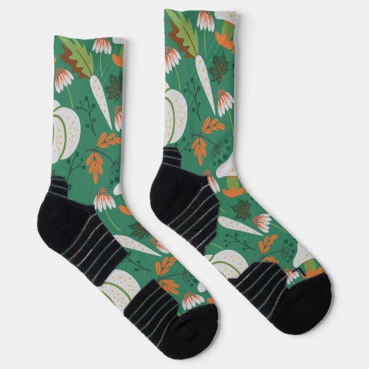 Pompoenen en paddenstoelen, naadloos sokken (Rechts)