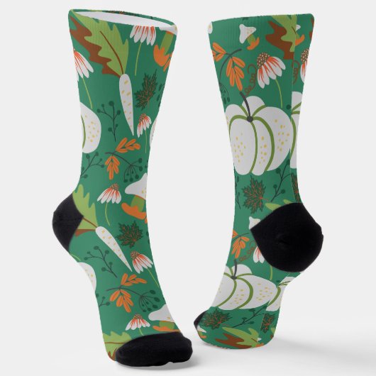 Pompoenen en paddenstoelen, naadloos sokken (Gebogen)