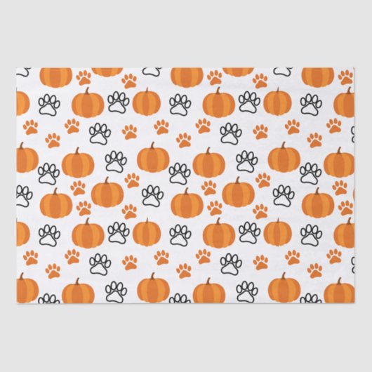 Pompoenen en Paws Halloween Wit Tissuepapier (Voorkant)
