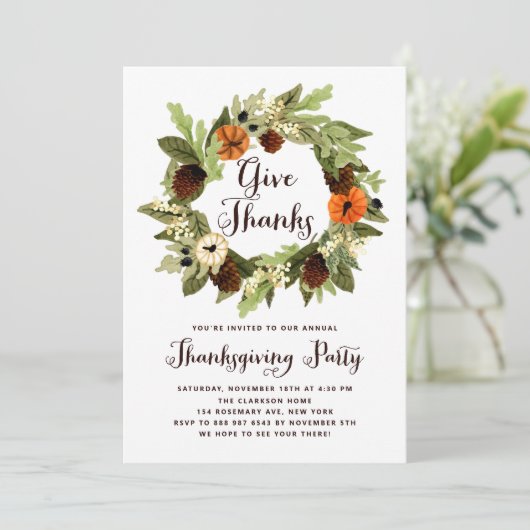 Pompoenen en Pinecones Wreater Thanksgiving Dinner Kaart (Staand voorkant)