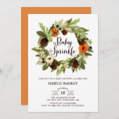 Pompoenen en Pinecones Wreath Herfst Baby Sprinkle Kaart (Voorkant / Achterkant)