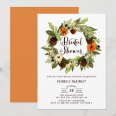 Pompoenen en Pinecones Wreath Herfst Vrijgezellenf Kaart (Voorkant / Achterkant)