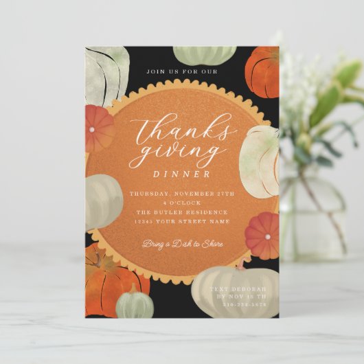 Pompoenen en Pompoen Pie Thanksgiving Diner Kaart (Staand voorkant)