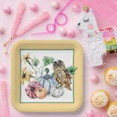 Pompoenen en pompoenen van herfsten papieren bordje (Feest)