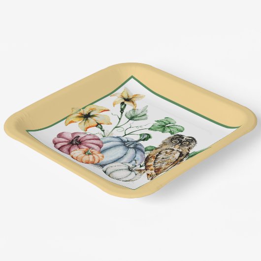 Pompoenen en pompoenen van herfsten papieren bordje (Gebogen)