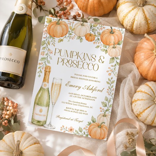 Pompoenen en Prosecco Bruidsdouche in de herfst Kaart