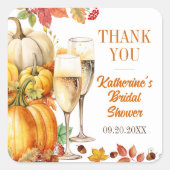 Pompoenen en Prosecco Bruidsfeest Borrel Vierkante Sticker (Voorkant)