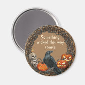 Pompoenen en Raven Halloween Wreath Magneet (Voorkant / Achterkant)