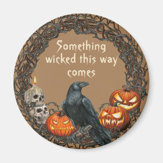 Pompoenen en Raven Halloween Wreath Magneet