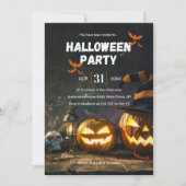 Pompoenen en schedel Halloween uitnodiging (Voorkant)