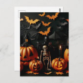 Pompoenen en skelet briefkaart (Voorkant / Achterkant)