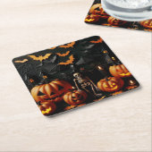 Pompoenen en skelet kartonnen onderzetters (Schuin)