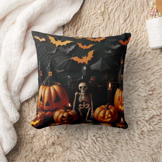 Pompoenen en skelet kussen (Deken)