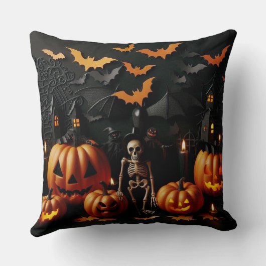 Pompoenen en skelet kussen (Achterkant)