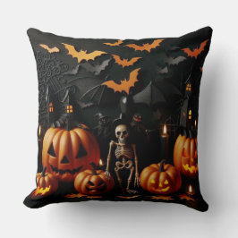 Pompoenen en skelet kussen