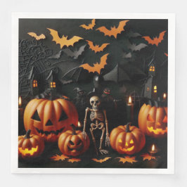 Pompoenen en skelet servet