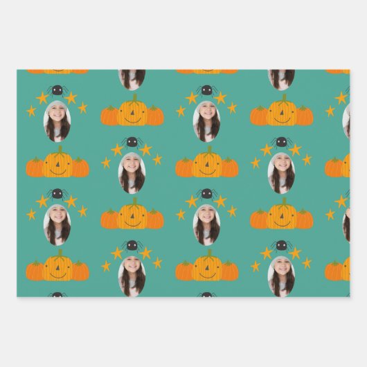 Pompoenen en spiderweb Persoonlijke Wrappi Inpakpapier Vel (Voorkant 2)