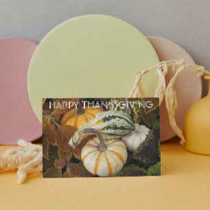 Pompoenen en Squash Stilleven Foto Thanksgiving Feestdagen Kaart