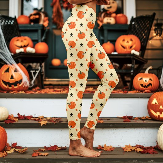  pompoenen en sterren Halloween Cream Leggings