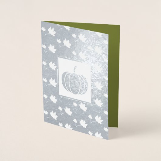 Pompoenen en vallend bladeren Thanksgiving Luxury Folie Kaarten (Voorkant)