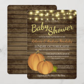 Pompoenen en verlichting Rustiek Herfst Baby showe Kaart (Voorkant / Achterkant)