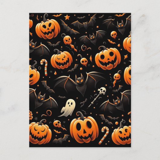 Pompoenen en vleermuizen briefkaart (Voorkant)