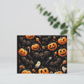 Pompoenen en vleermuizen feestdagenkaart (Staand voorkant)