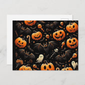 Pompoenen en vleermuizen feestdagenkaart (Voorkant / Achterkant)
