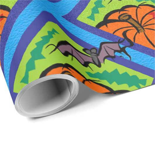 Pompoenen en vleermuizen in Pattern, Name, Hallowe Cadeaupapier (Rol Hoek)