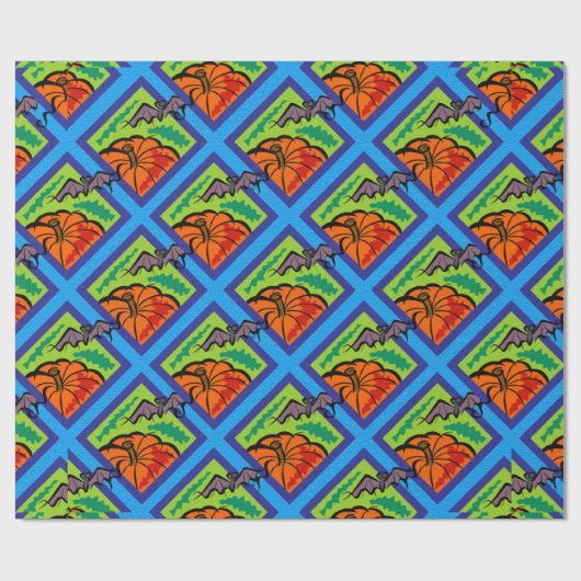 Pompoenen en vleermuizen in Pattern, Name, Hallowe Cadeaupapier (Vlak)
