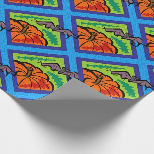 Pompoenen en vleermuizen in Pattern, Name, Hallowe Cadeaupapier (Hoek)