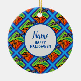 Pompoenen en vleermuizen in Pattern, Name, Hallowe Keramisch Ornament