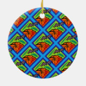 Pompoenen en vleermuizen in Pattern, Name, Hallowe Keramisch Ornament (Achterkant)