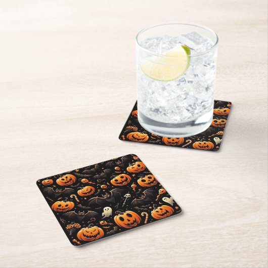 Pompoenen en vleermuizen kartonnen onderzetters (Insitu)