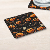 Pompoenen en vleermuizen kartonnen onderzetters (Schuin)