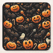 Pompoenen en vleermuizen kartonnen onderzetters (Voorkant)