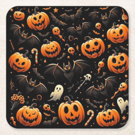 Pompoenen en vleermuizen kartonnen onderzetters