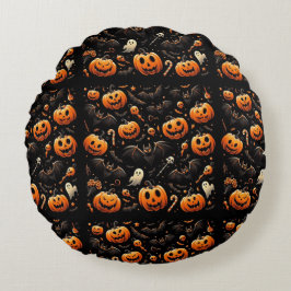 Pompoenen en vleermuizen rond kussen