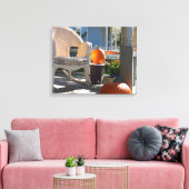 Pompoenen en Wicker Rocker - Martha's wijngaard Canvas Afdruk (Insitu (Woonkamer))