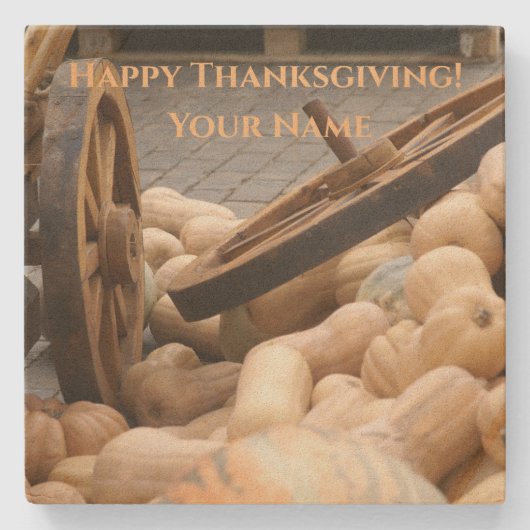 Pompoenen en Wielen Stenen Onderzetter (Voorkant)