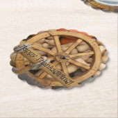 Pompoenen en wieltjes van de landelijke houten kar kartonnen onderzetters (Gekanteld)