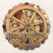 Pompoenen en wieltjes van de landelijke houten kar kartonnen onderzetters (Voorkant)