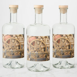 Pompoenen en wieltjes van de landelijke houten kar likeurfles etiket