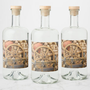 Pompoenen en wieltjes van de landelijke houten kar likeurfles etiket