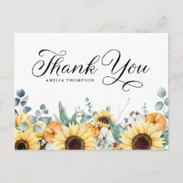 Pompoenen en Zonnebloemen Baby shower Dank u Briefkaart