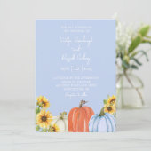 Pompoenen en Zonnebloemen Bruiloft uitnodiging (Staand voorkant)