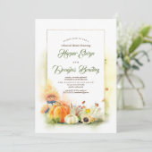 Pompoenen en Zonnebloemen Herfst Repetitie Diner Kaart (Staand voorkant)