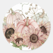 Pompoenen en zonnebloemen ronde sticker (Voorkant)