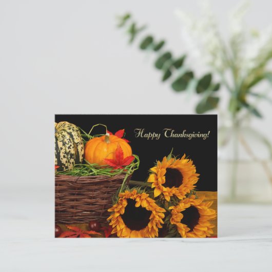Pompoenen en zonnebloemen Thanksgiving Briefkaarte Briefkaart (Staand voorkant)